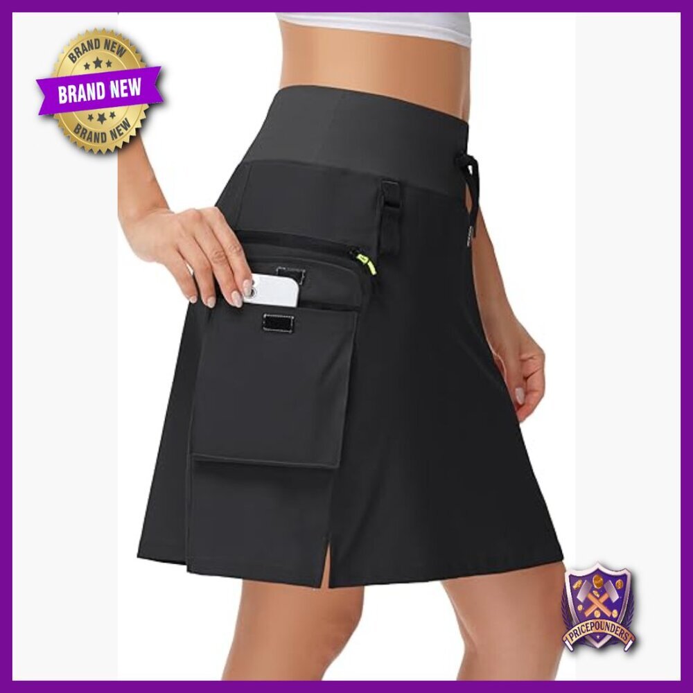 Women's Hiking Skort with Zipper Pockets, UPF 50+, 20" Knee Length